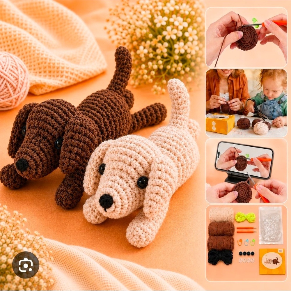 More JMTT Paddy Golden Retriever Crochet Kit DIY Amigurumi Puppy Set Beginner